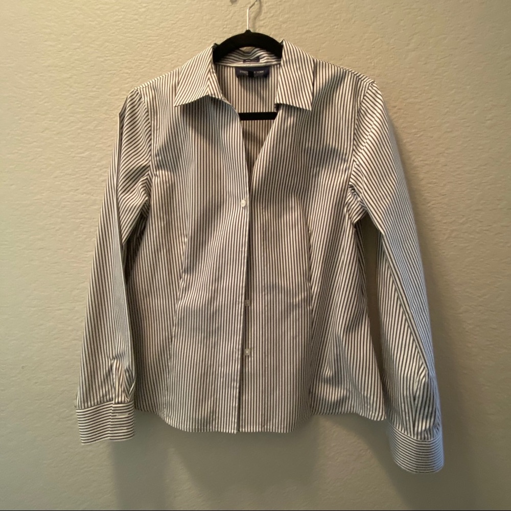 Pin Stripe Button Down Blouse